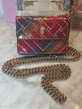 EUC Kurt Geiger Mini Glitter Red and Orange Convertible Chain Crossbody Bag